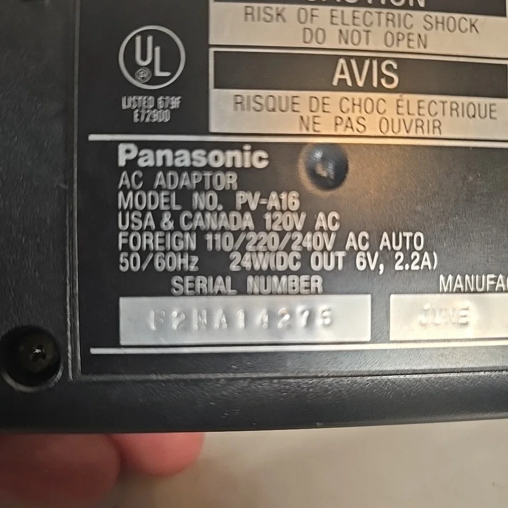 Genuine OEM‎ Panasonic Video AC Adapter PV-A16 Camcorder Battery Charger Tested